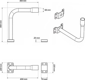 Braccio Curvo da Parete per Lampioni e Armature con attacco Ø60 mm