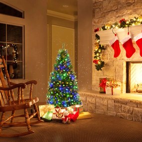 Costway Albero di natale artificiale 120cm in PVC con 100 LED, 300 rami, supporto in metallo