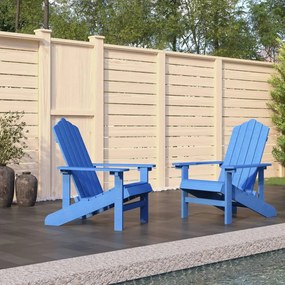 Sedie da giardino adirondack 2 pz in hdpe blu acqua