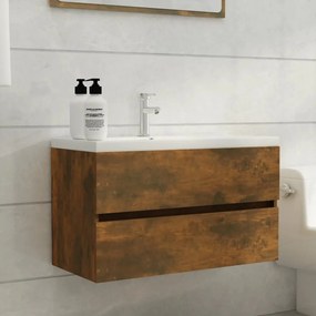 Mobile Sottolavabo Rovere Fumo 80x38,5x45 Cm Legno Multistrato /