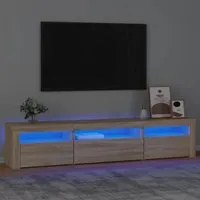 Mobile Porta TV con Luci LED Rovere Sonoma 195x35x40 cm cod mxl 11624