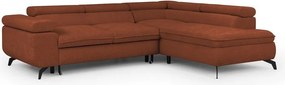 Divano angolare color terracotta (con penisola a destra/a L) con rivestimento in ciniglia Marbeya – Ropez