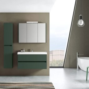 Mobile bagno sospeso con lavabo L 99.5 x H 50 x P 45.5 cm laccato opaco verde foresta 2 cassetti per vasca centrale Kora