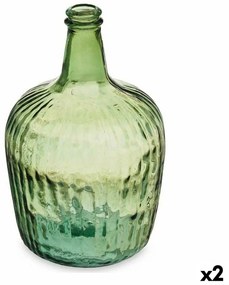 Bottiglia Righe Decorazione 19,5 x 35,5 x 19,5 cm Verde (2 Unità)
