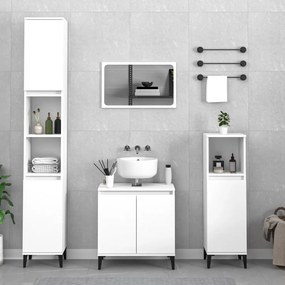 Set Mobili Da Bagno 3 Pz Bianco İn Legno Multistrato /