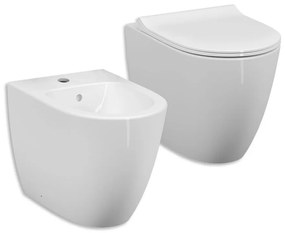Sanitari Vitra filo parete di colore bianco lucido e scarico rimless
