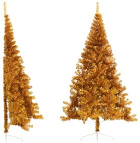Albero Di Natale Artificiale A Metà Con Supporto Oro 240 Cm Pet /