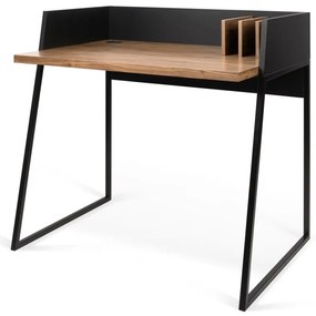 Scrivania nera con dettagli in noce Volga - TemaHome