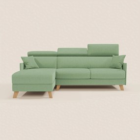 Sole Divano letto matrimoniale angolare con penisola contenitore e poggiatesta reclinabili - tessuto smacchiabile T23