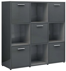 Libreria grigio lucido 90x30x90 cm in legno multistrato