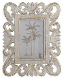 Cornice Portafoto DKD Home Decor Bianco Legno Cristallo Legno MDF 21 x 2,5 x 27 cm