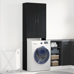 Mobile Per Lavatrice Rovere Nero 64x25,5x190 Cm /