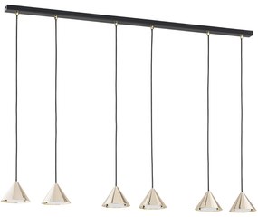 Sospensione Minimal Skadi 6 Luci In Acciaio Oro