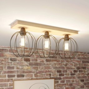 BRITOP Plafoniera Dorett, legno di quercia, 3 luci