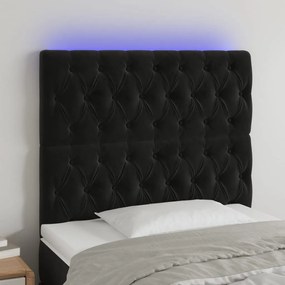 Testiera A Led Nero 90x7x118/128 Cm İn Velluto /