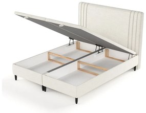 Letto matrimoniale imbottito beige con contenitore 180x200 cm Musca - Maison de Rêve