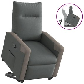 Poltrona Alzapersona Reclinabile Grigio Scuro İn Tessuto /