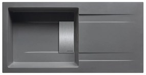 Lavello integrato 1 vasca in granito grigio PYRAMIS Kartesio L 50 x L 100 cm