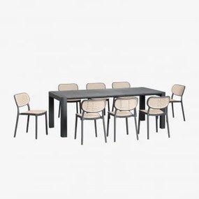 Set tavolo rettangolare Arnadine (220x100 cm) e 8 sedie da pranzo - Sklum