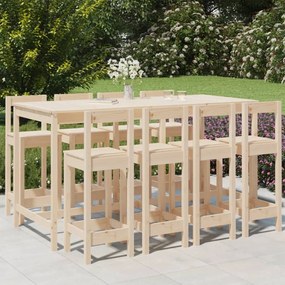 Set bar da giardino 9 pz in legno massello di pino