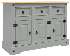 Credenza corona grigia 112x43x78 cm in legno massello di pino