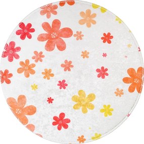 Tappeto per bambini arancione e avorio lavabile ø120 cm Fall Flowers – Vitaus