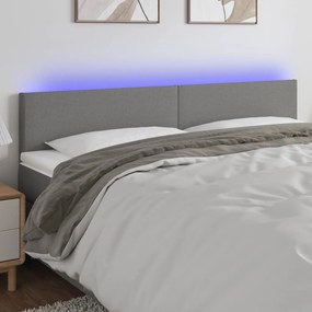 Testiera A Led Grigio Scuro 160x5x78/88 Cm İn Tessuto /
