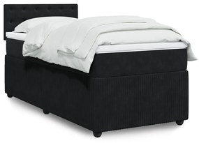 Giroletto A Molle Con Materasso Nero 100x200 Cm İn Velluto /