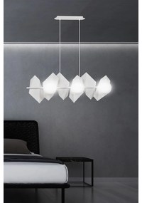 Lampadario Minimal Parvati Acciaio Bianco 6 Luci E14 Ip20