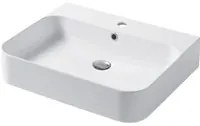 Lavabo da appoggio o sospeso in ceramica bianca lucida 60x48cm serie Slim Disegno ceramica