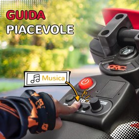 Moto Elettrica per Bambini con Rotelle e Indicatore di Carica Rosso...