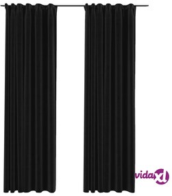 vidaXL Tende Oscuranti con Ganci Effetto Lino 2 pz Antracite 140x245cm