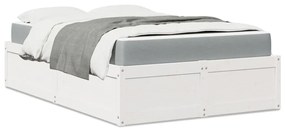 Letto Con Materasso Bianco 120x200 Cm İn Legno Massello Di Pino /