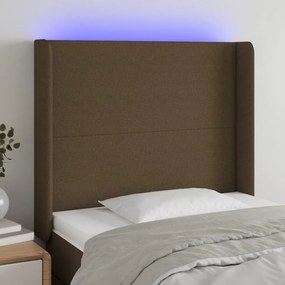 Testiera A Led Marrone Scuro 103x16x118/128 Cm İn Tessuto /