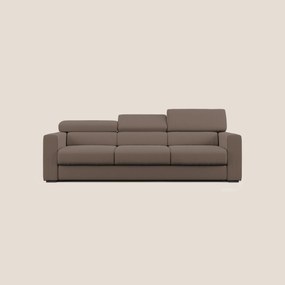 Dylan divano a 3 sedute con pouf estraibile poggiapiedi in tessuto fiammato simil cotone impermeabile T19 marrone