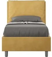 Letto Singolo rivestito in Microfibra - ANTEA Dimensione Rete: 80x200, Colore: Ocra, Tipologia Letto: Con Rete