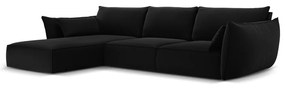 Divano angolare nero (con penisola a sinistra/con chaise lounge) con rivestimento in velluto Vanda – Mazzini Sofas