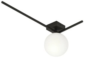 Plafoniera Moderna 1 Luce Imago 1130/1F In Acciaio Nero Vetro Opale