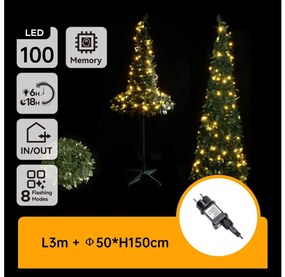 Aigostar - Albero di Natale LED per esterni 100 LED/230V 1,5 m IP44 verde bianco caldo
