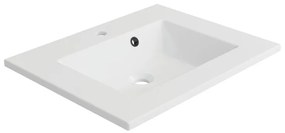 Lavabo integrale a incasso bacino al centro rettangolare Neo L 61 x H 11.2 x P 48.5 cm in resina bianco