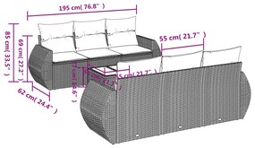 Set divani da giardino 7 pz con cuscini beige in polyrattan