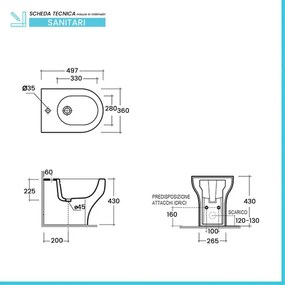 Sanitari filo muro monoblocco in ceramica bianca con sedile soft close Sara
