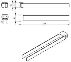 Gedy - Appendiabiti da parete girevole PIRENEI 36 cm nero opaco