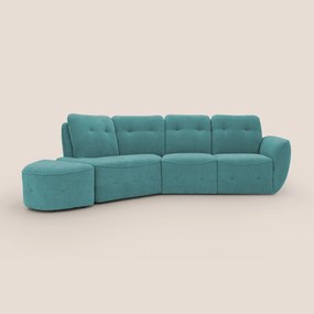 Cerbero divano angolare con pouf mobile in morbido bouclé impermeabile T07
