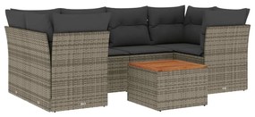 Set divani da giardino 7 pz con cuscini grigio in polyrattan