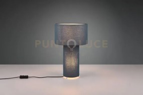 Bale lampada da tavolo base illuminata e paralume tessuto blu h. 40...