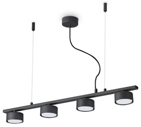 Sospensione Industrial-Minimal Minor Metallo Nero 4 Luci Gx53 9W 3000K