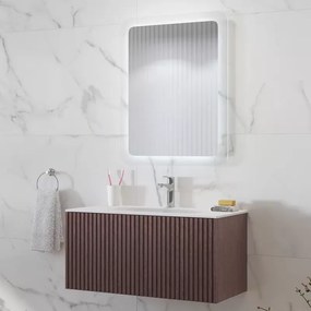 Mobile bagno sospeso 80cm effetto cannettato con lavabo incasso KDS-80L - KAMALU