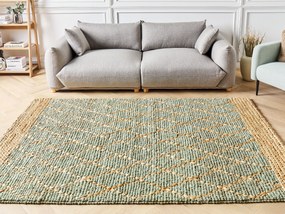 Tappeto iuta verde e beige 160 x 230 cm TELLIKAYA Beliani