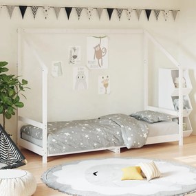 Giroletto Per Bambini Bianco 80x200cm İn Legno Massello Di Pino /